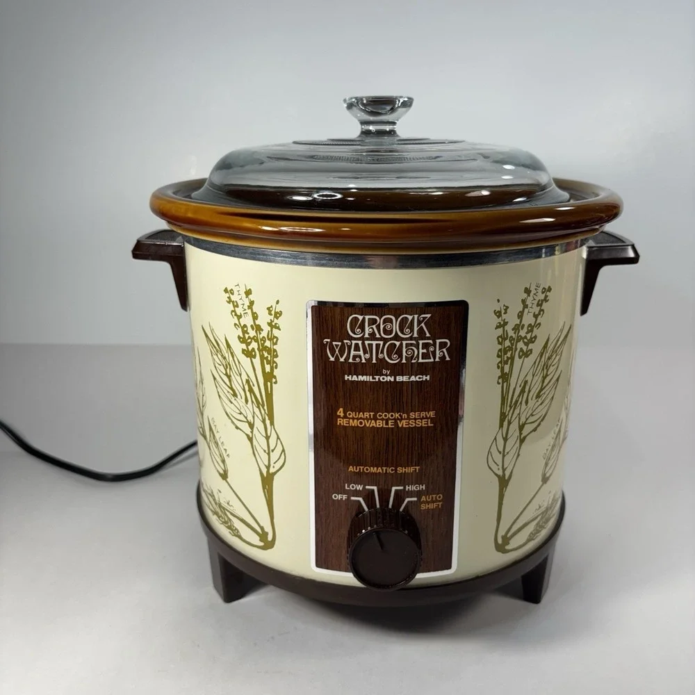 Hamilton‎ Beach 415HD Slow Cooker 4Qt Herb Garden Vintage Removable Crock